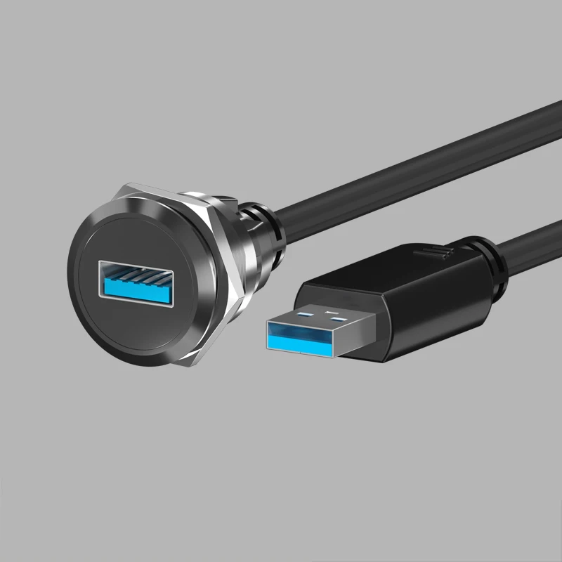 USB3.0 Panel Mount USB A socket to socket with cable USB adapter Pass Through Coupler Pass Through Usb Connector with 20mm cable