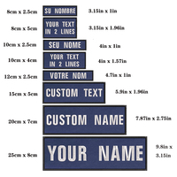 1PC Custom Name Patch Stripes Badge 10X2.5CM,8X5CM,10X4CM, 8X2.5CM,12X2.5CM,15X5CM,20X7CM,25X8CM Iron On Or Hook Loop DARK BLUE
