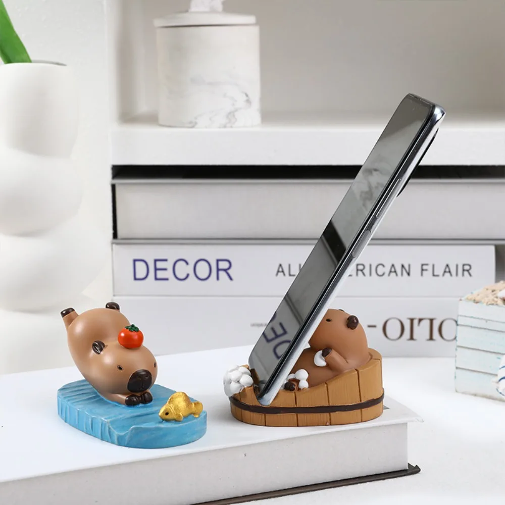 Figure Model Capybara Phone Holder Desk Decor Animal Capybara Mobile Phone Stand Cartoon Support Capybara Cell Phone Bracket