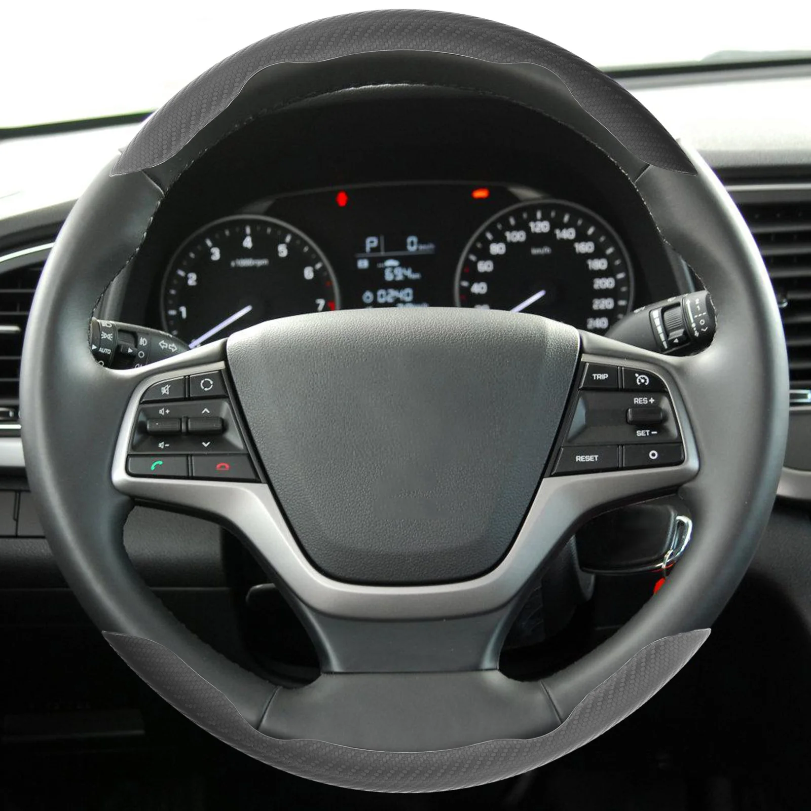 

3Pcs 15-Inch Universal Steering Wheel Cover Carbon Fiber Look Anti-Slip Surface Easy Installation Soft Feel Car Interior