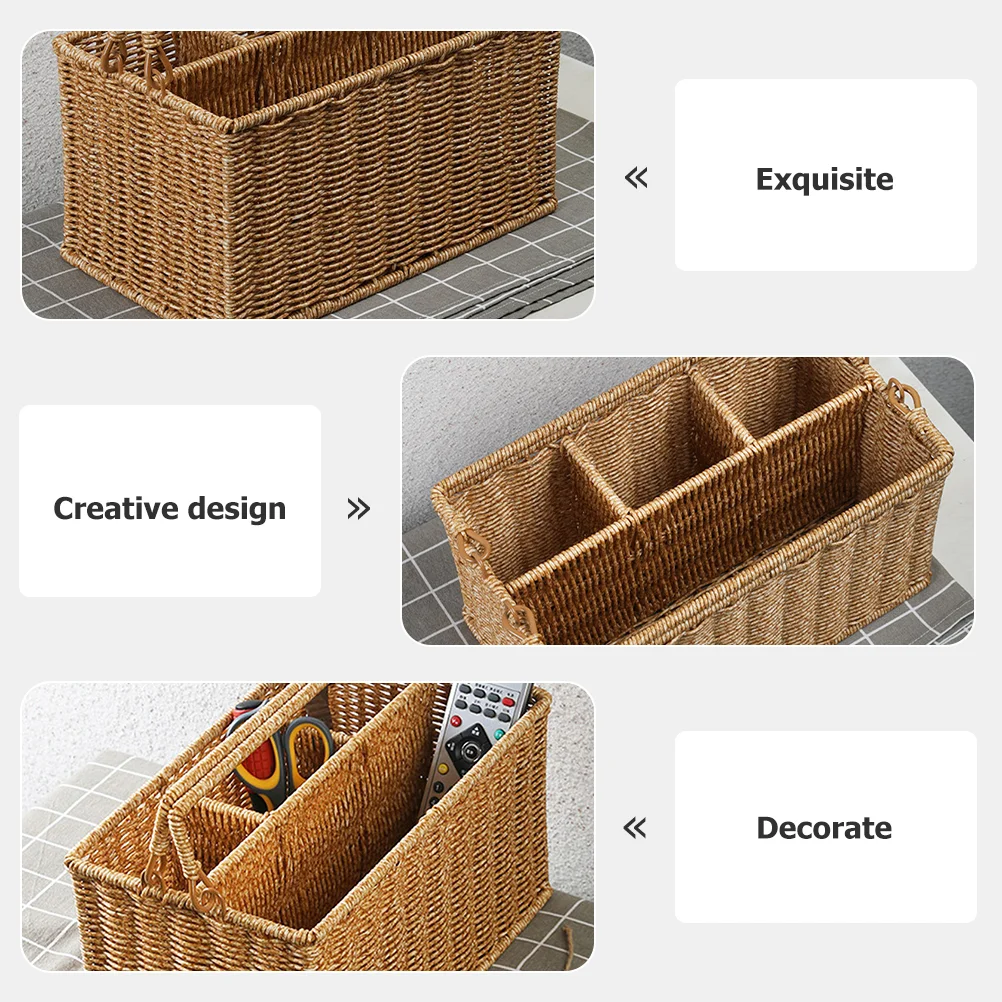 Dresser Decor Tool Basket Woven Imitation Rattan Storage Decorative Desktop 3000X1700X1500CM Baskets Khaki Bins