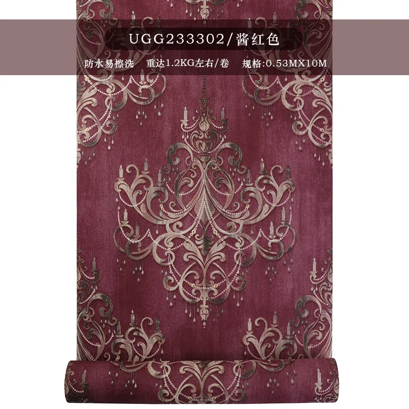 

Красные дамасские обои, роскошные обои для спальни, гостиной, 3D тисненые дамасские цветочные обои, КТВ, бар, фреска