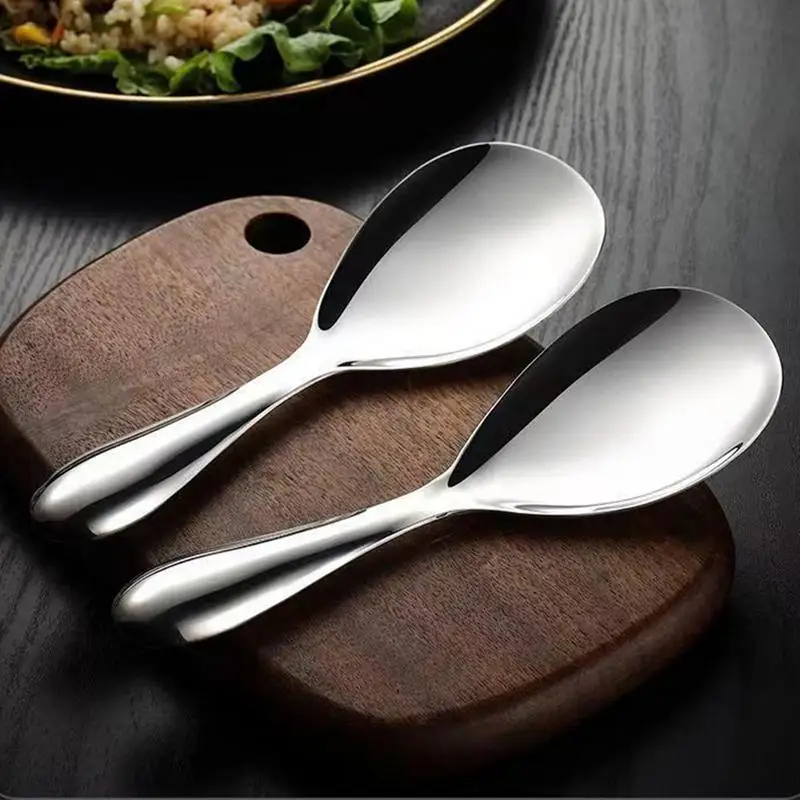 Stainless Steel Rice Spoon Long Handle Thicken Cooker Scoop Multi-purpose Tableware Buffet Serving Spoons Kitchen Tableware