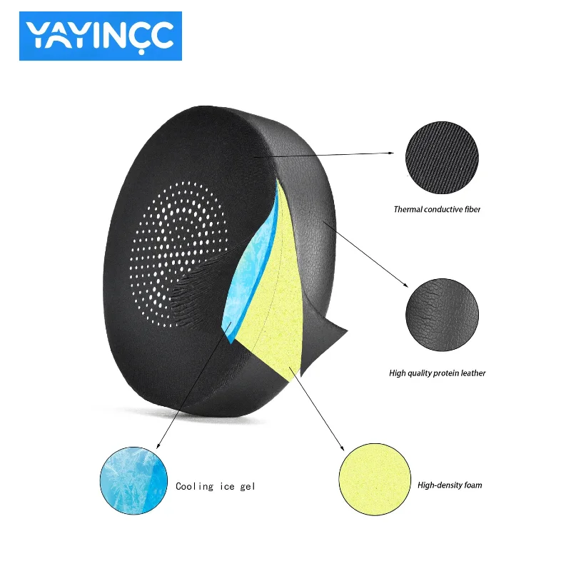 Bantalan Telinga Kulit/Jel Es/Jaring Pengganti Cocok untuk Suku Cadang Perbaikan Headphone Jabra ELITE 45H Evolve2 65 dengan Gesper Plastik