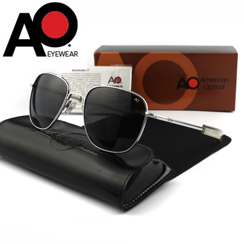 Pilot AO Sunglasses Men Top Quality Sun Glasses For Male American Army Military Glass Lens Oculos