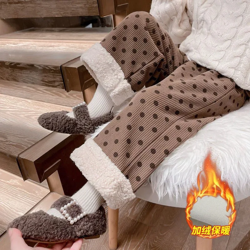 الفتيات الخريف الشتاء مستقيم الجينز الاطفال صوف مبطن بنطال ذو قصة أرجل واسعة القطن الخالص رشاقته الدافئة المتسكعون السراويل الاطفال الملابس