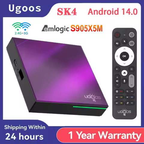 Newest Ugoos SK4 Smart TV Box Android 14 Amlogic S905x5M-J 4GB 64GB 2.4G/5G Wifi BT5.4 4K Set Top Box Support Dolby Vison