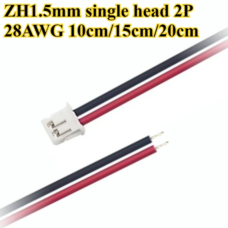 ZH 1.5mm Pitch Single Head 2P/3P/4P/5P/6P/7P/8P/9P/10P Pin Terminal Wire Length 10/15/20CM 28AWG Electronic Wire Connector