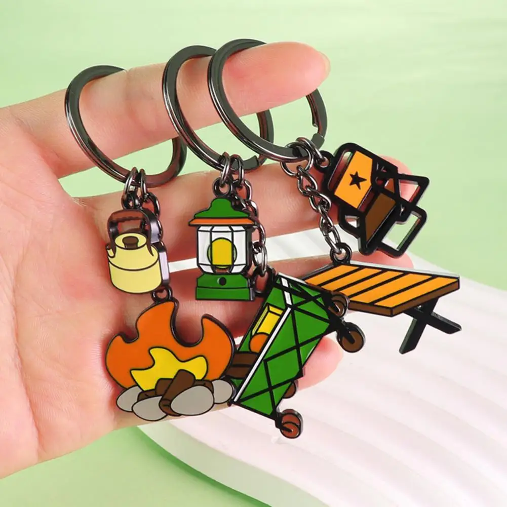 Keychain Pendant Zinc Alloy Oil Dripping Process Camping Theme Styling Key Holder Portable Versatile Design Keyring Hiking Keych