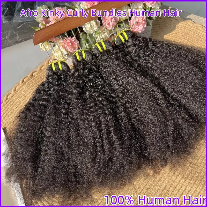 Afro Kinky Curly Bundles Human Hair 8 10 12 Inch Natural Color 4C Afro Kinky Human Hair Bundles Curly Weave Bundles Virgin Hair