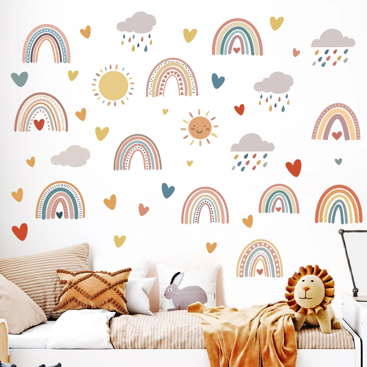 1Pc Cartoon Love Cloud Rainbow Wall Stickers Kids Room Decoration Bedroom Children Room Wall Art Living Room Decor for The House