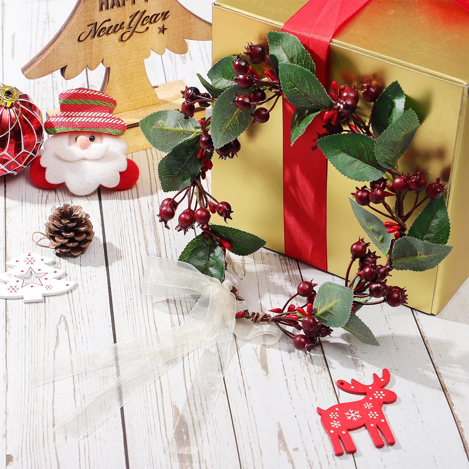 

Bridal Headpiece Flower Crown Christmas Garland Headband for Women Elegant Wearable Headdress for Parties Photography Events