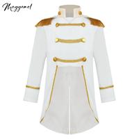 Kids Boys Prince King Cosplay Costume Long Sleeve Gold Fringe Asymmetrical Tailcoat Carnival Royal Court Dress Up Halloween