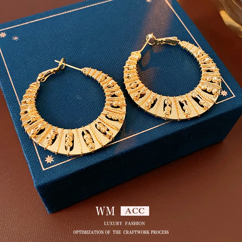 Kitykiss Hollow Geometric Hoop Earrings S925 Silver Gold Plated Minimalist Nordic Luxury Style