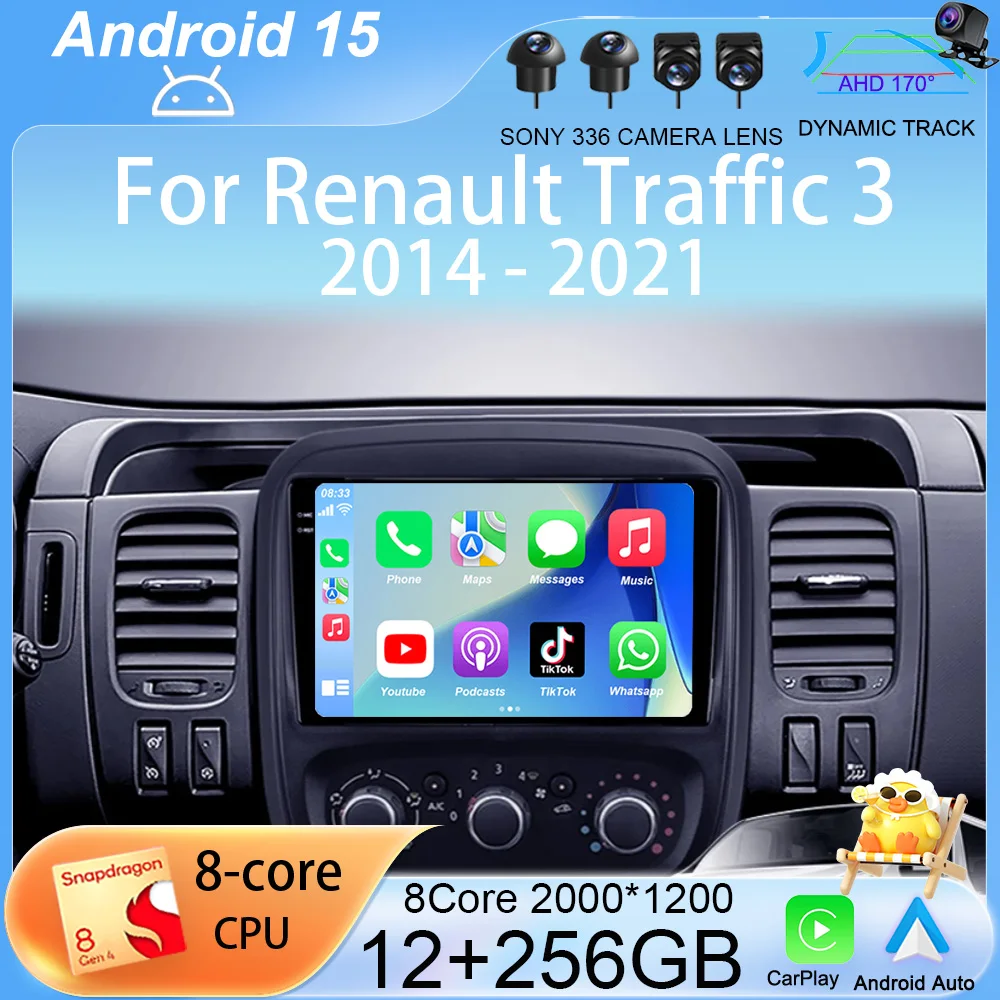

Android 15 Auto For Renault Traffic 3 2014-2021 For Opel Vivaro B 2014-2018 Multimedia Video Car Radio Player Navigation GPS DSP