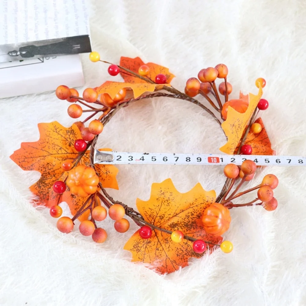 Thanksgiving Wall Ornament Artificial Pumpkin Wreath Compact Hanging Size Vibrant Autumn Colors Weather Resistant Finish