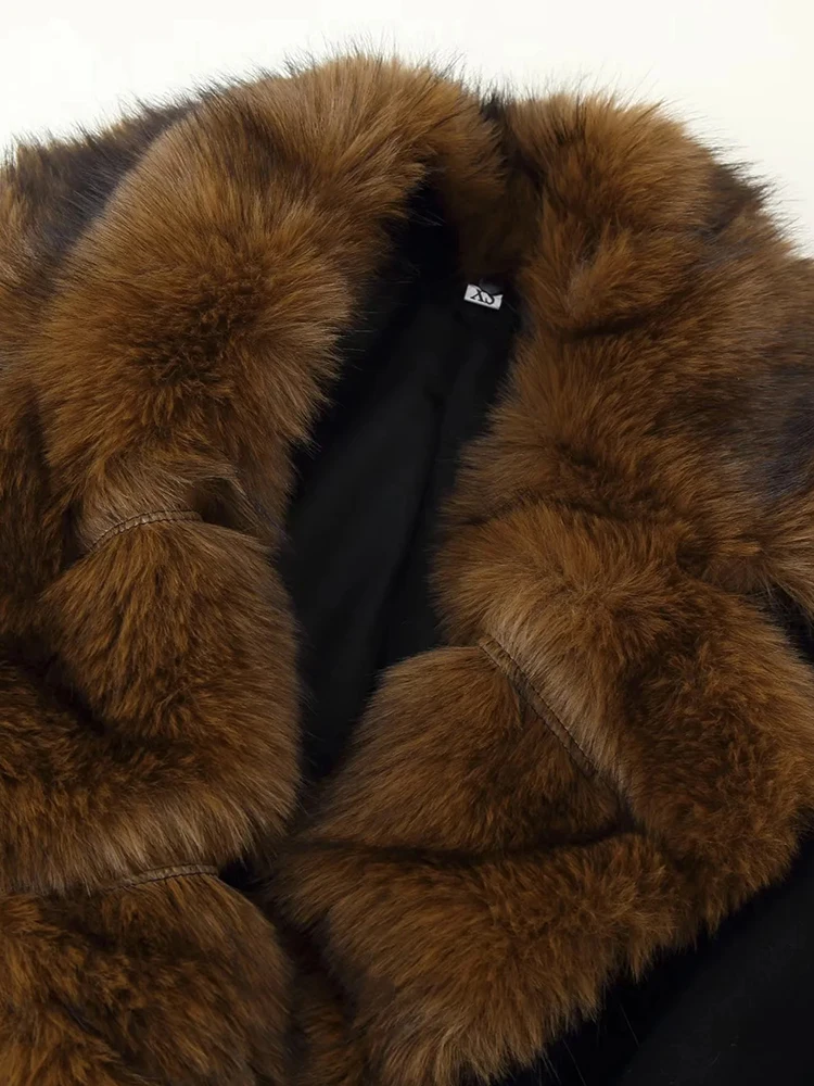 Fashion Warm Outwears Lady Women New Elegant Faux Fur Coat Women Lace Up Lapel Full Sleeves Fluffy Jackets