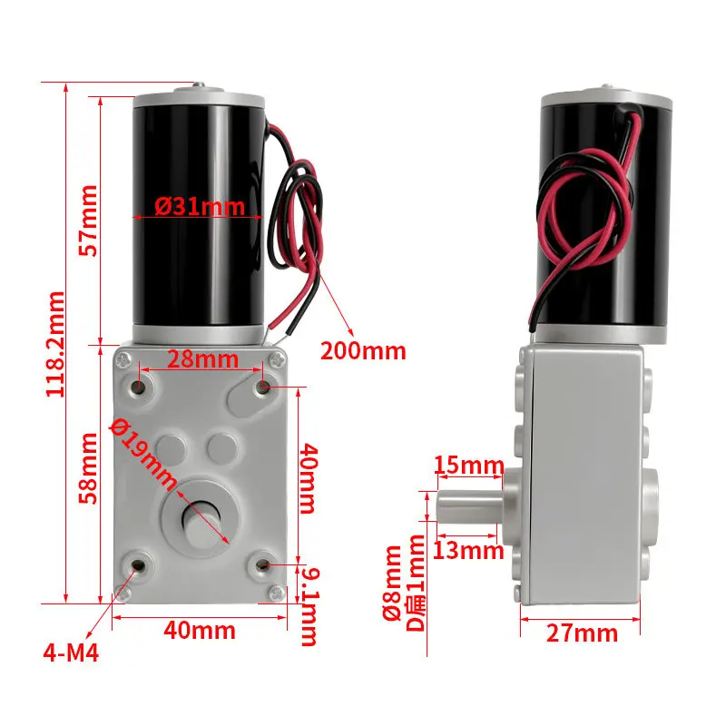 Worm Gear DC Geared Motor 5840-31ZY Large Torque Right Angle Small 12V24V Low Speed Motor