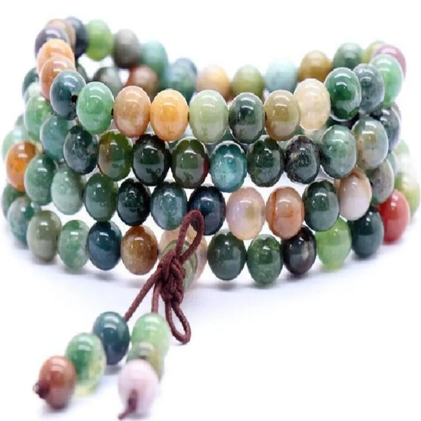 

Agate 108 Beads Bracelet Wear Party Semi-precious Stones Unisex Teens Charm Stackable Trendy India Link Cuff Japa 6mm Prayer