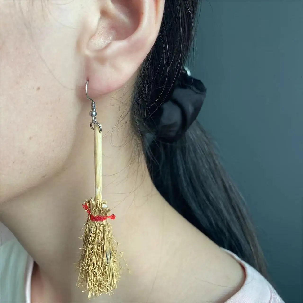 1 pair of special broom earrings Halloween novelty gift