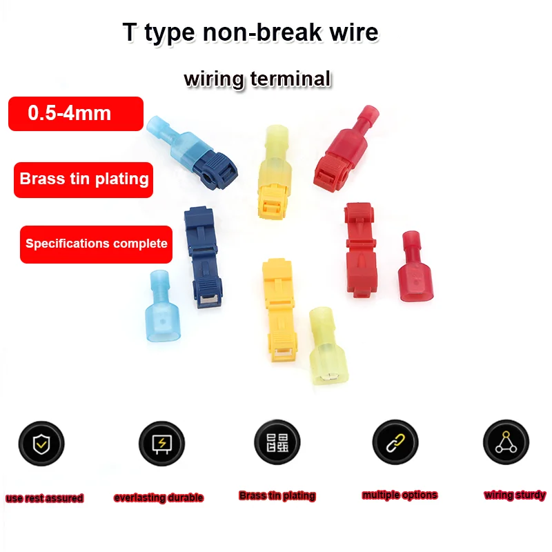 10/20Pcs MDFN Nylon Flame Retardant Cold-Pressed Male Plug Terminals T1/T2/T3 T Type Non-Break Wire Wiring Clips