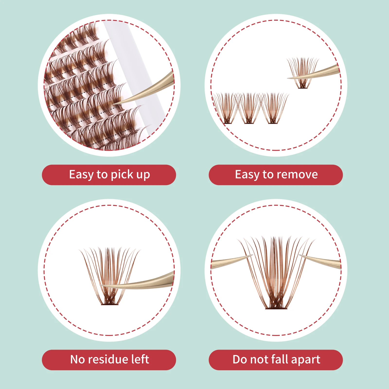 Fadvan Brown Lash Clusters DIY Eyelash Extensions 9-16mm Natural Lashes Wispy Individual Lash Extensions 280pcs C/D Curl lashes