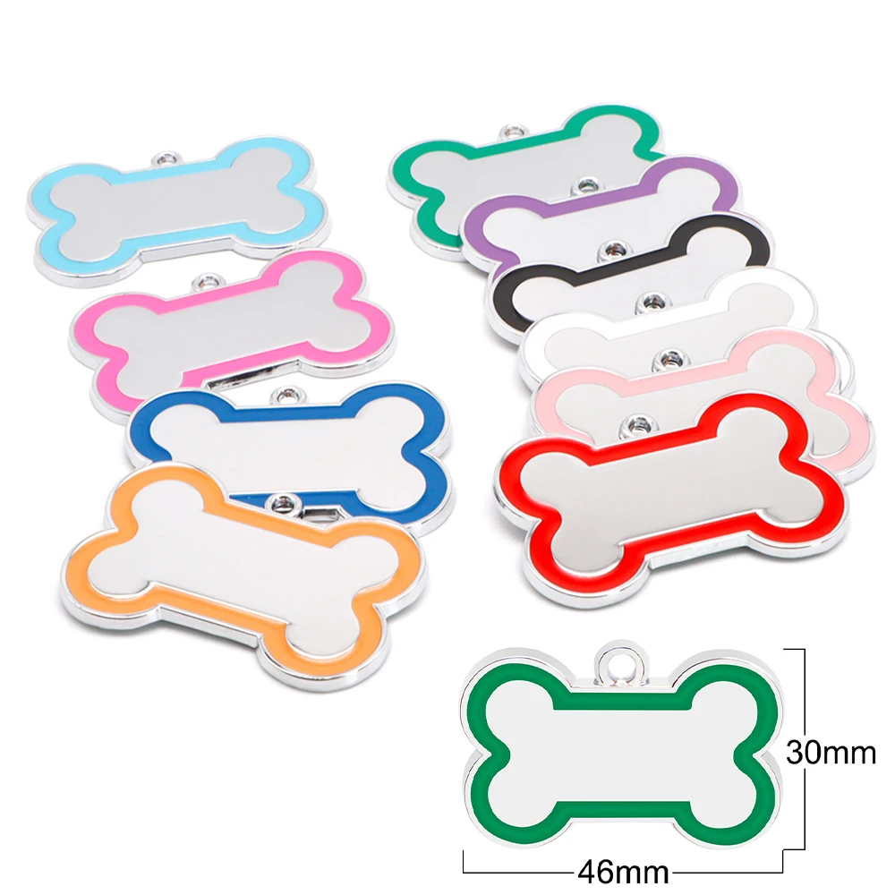 Personalized 20Pcs Pet Dog ID Tags Customized Puppy Cat Nameplate Anti-lost Pendant Metal Keyring Collar Accessories