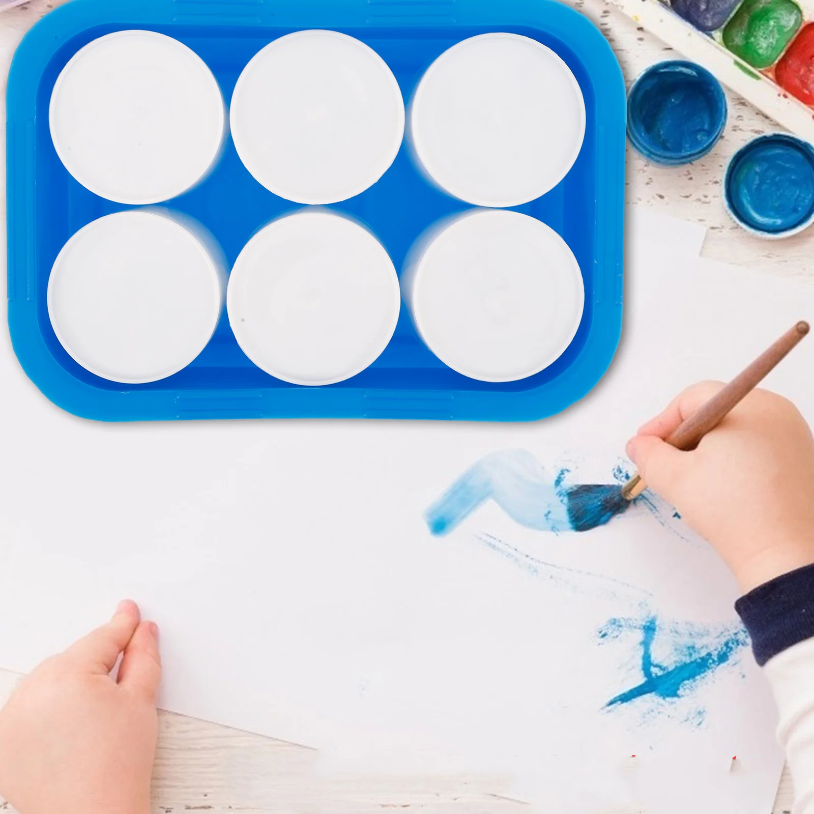 

1Set Watercolor Pigment Box Plastic Lightweight Durable Empty 6 Grids Portable Painting Tool for Acrylic Watercolor