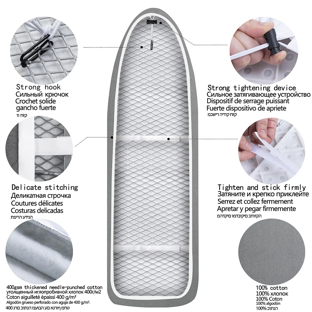 Resistant, Pad With Heat  Cover Heavy Reflective Scorch Cotton Ironing Padding Cloth Duty Board 140x50cm