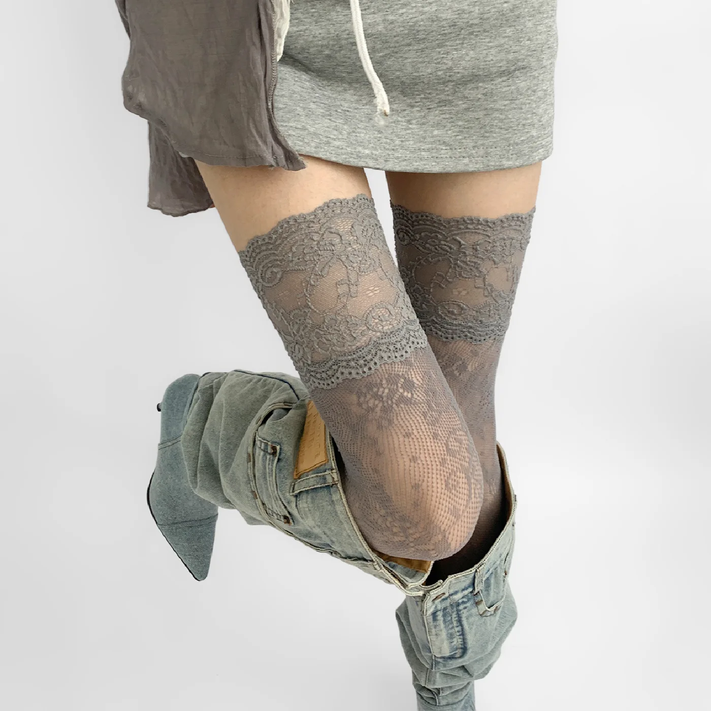 1/3 Pairs Women Sexy Lace Floral Fishnet Stockings Hollow Out Y2k JK Lolita Thigh High Socks Breathable Cute Over Knee Long Sock