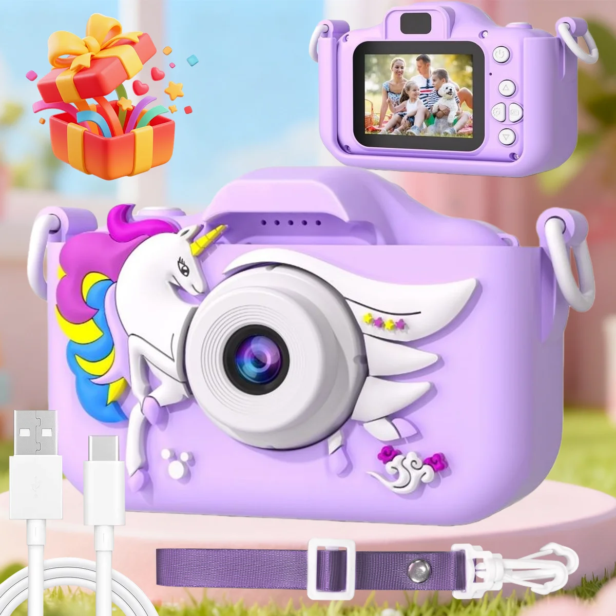 Kids Camera Digital - Cute, Durable & Easy to Use, 1080P Photo/Video for Toddlers 3-10, Best Gift with 32GB Card Included.Suitab