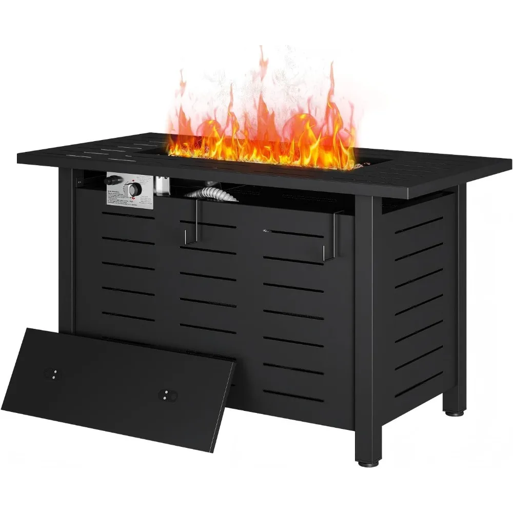 

Aoxun 41 Inch Propane Fire Pit–50,000 BTU Gas Fire Pit Table with Removable Lid & Lava Rocks, Rectangle Firepit Table for Outsid