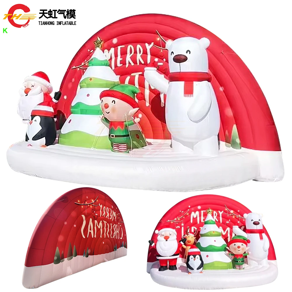 

Fast Shipping Inflatable Stage Backdrop Santa Claus Snowman Christmas Tree Inflatable Stage Background Wall Decoration