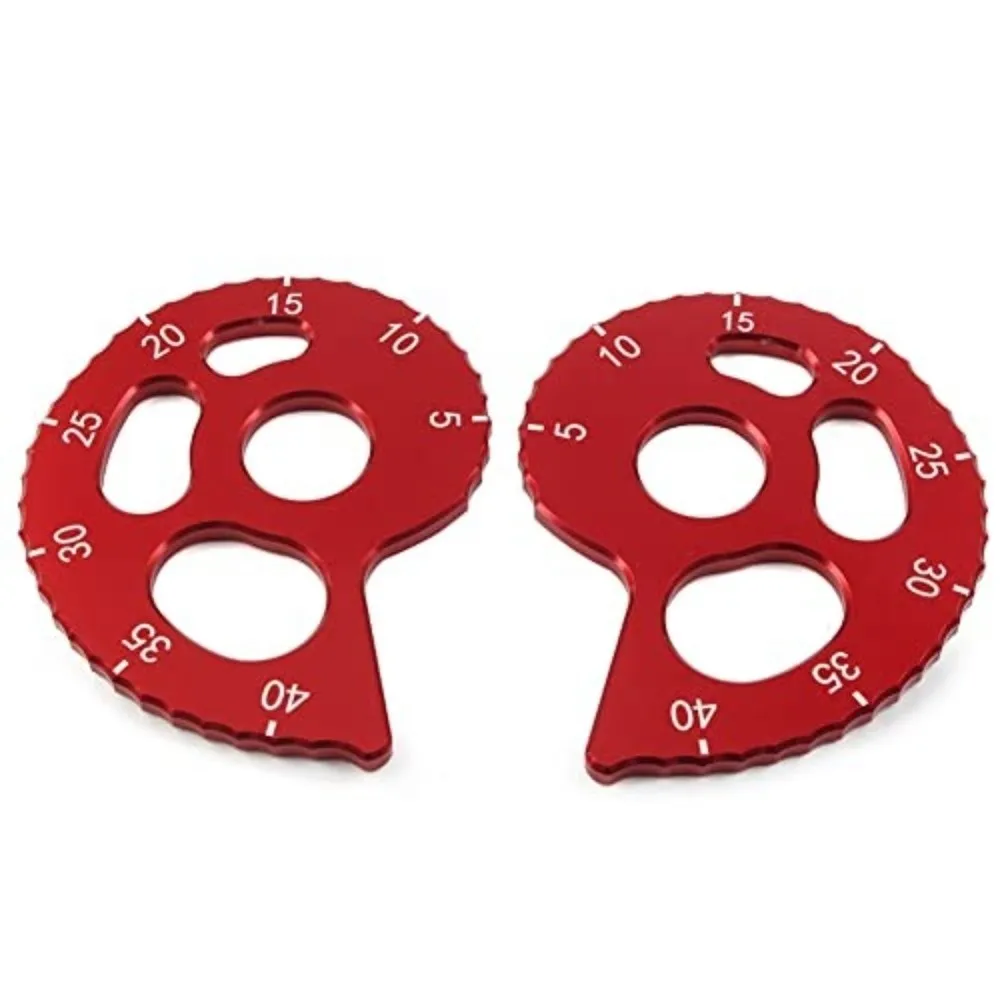CNC Aluminum Alloy Motorcycle Chain Adjuster Rear Wheel Mount Adjustment Scale Chain Adjuster Tensioner Black / Red