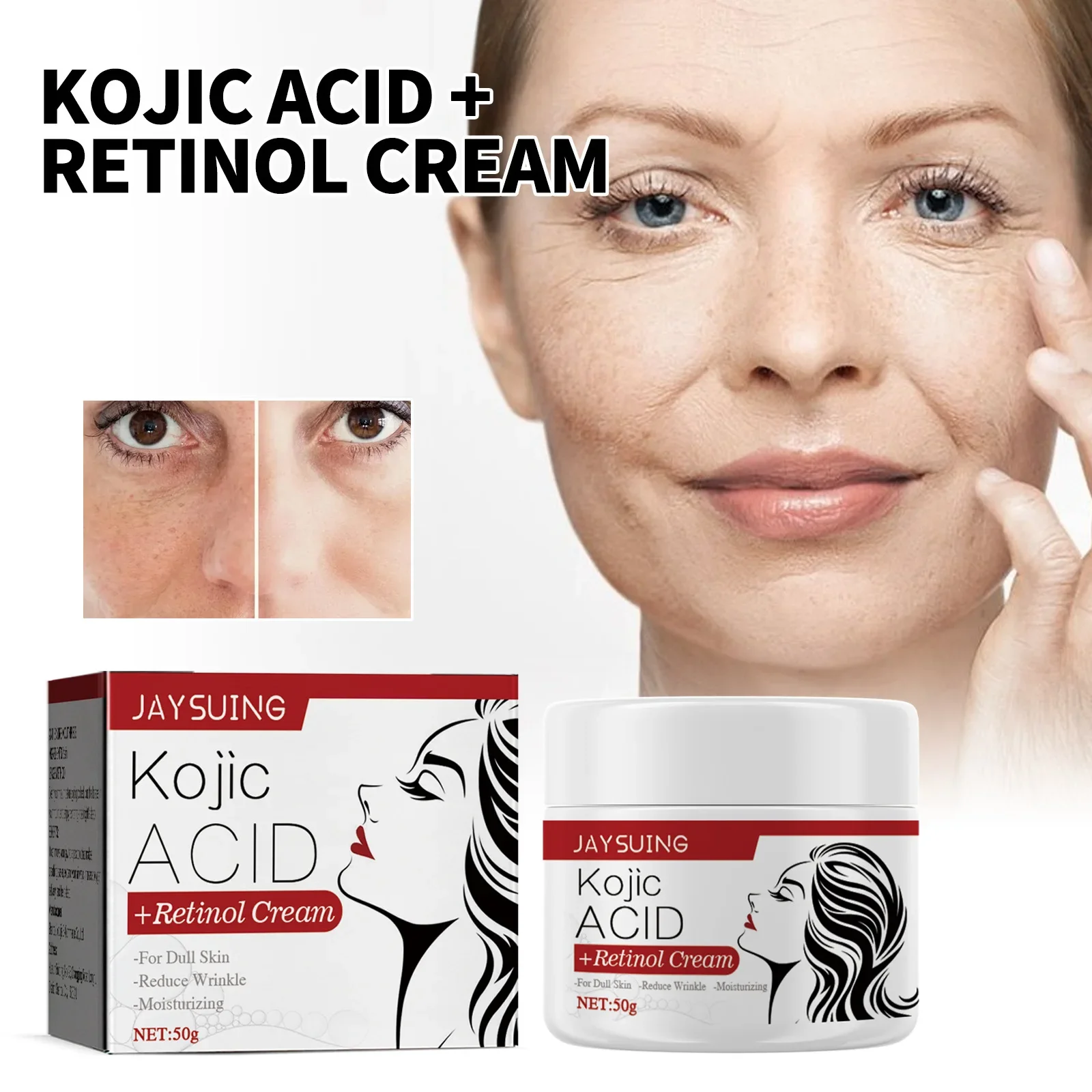 

50G Jaysuing Kojic Acid Retinol Cream Fade Spots Wrinkles Lift Skin Firming Moisturizing Anti-Aging Cream for Face Skin Care