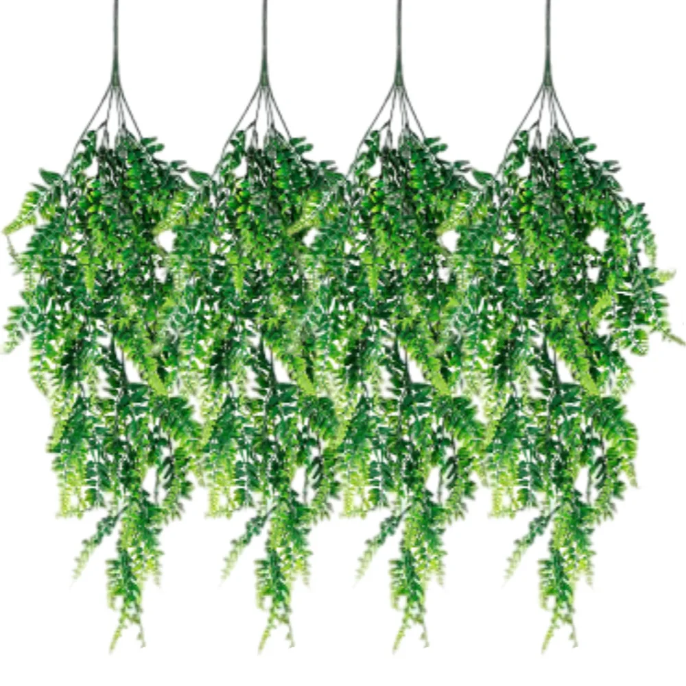 

4 Pack Artificial Hanging Plant Fake Hanging Plant Faux Hanging Ferns Fake Ivy Vines Greenery Plastic Plant Indoor Outdoor Decor