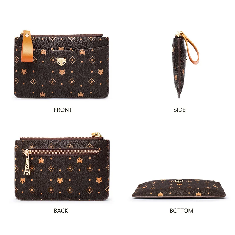 FOXER Brand Women's Mini Card Holder PVC Casual Short Wallet 2026 New Signature Lady's Cute Fashion Coin Purse with Key Chain