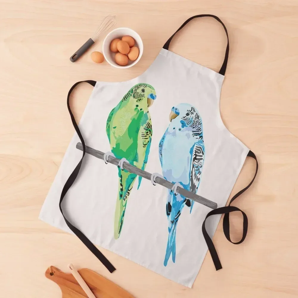 Two Budgies Sitting Apron Costume Waiter Waterproof Kitchen Woman Waiter Uniforms Apron