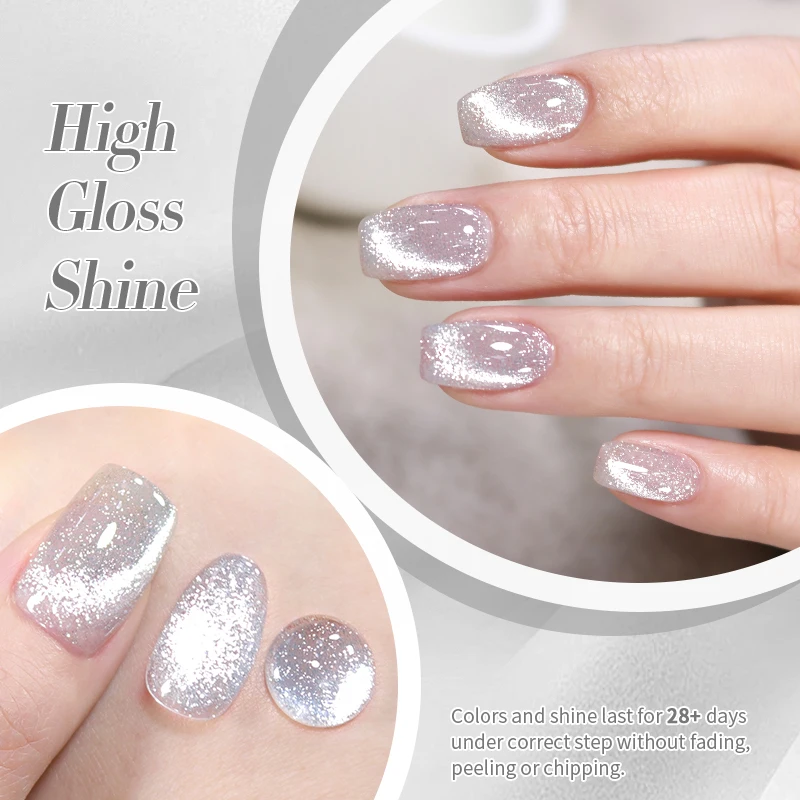 BORN PRETTY Silber Reflektierender Katzen-Magnet-Gel-Nagellack, 10 ml, Lack, semi-permanent, Super-Sparkle, wunderschöne Nagelkunst-Maniküre