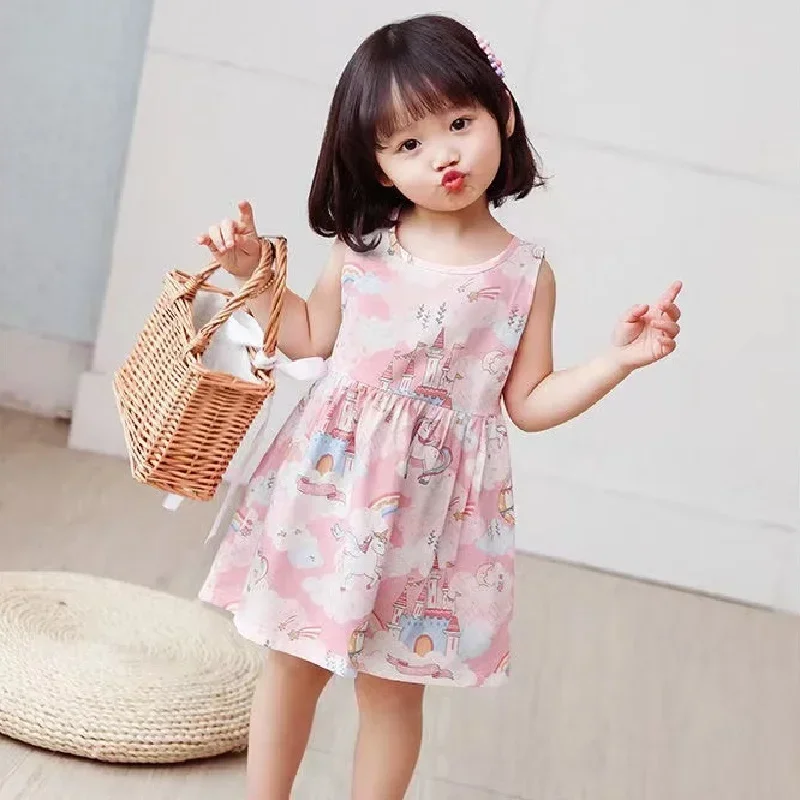 Girl Dresses Cotton Children clothing Summer Kids Clothes Dresses For Girls Party Princess Fashion Outfit cartoon Beach Dress