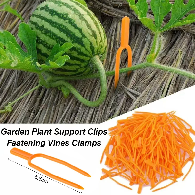100Pcs Plastic Garden Plant Support Clips Fastening Vines Clamps Vine Holder Watermelon Strawberry Fixing Fork Vegetable Clamp