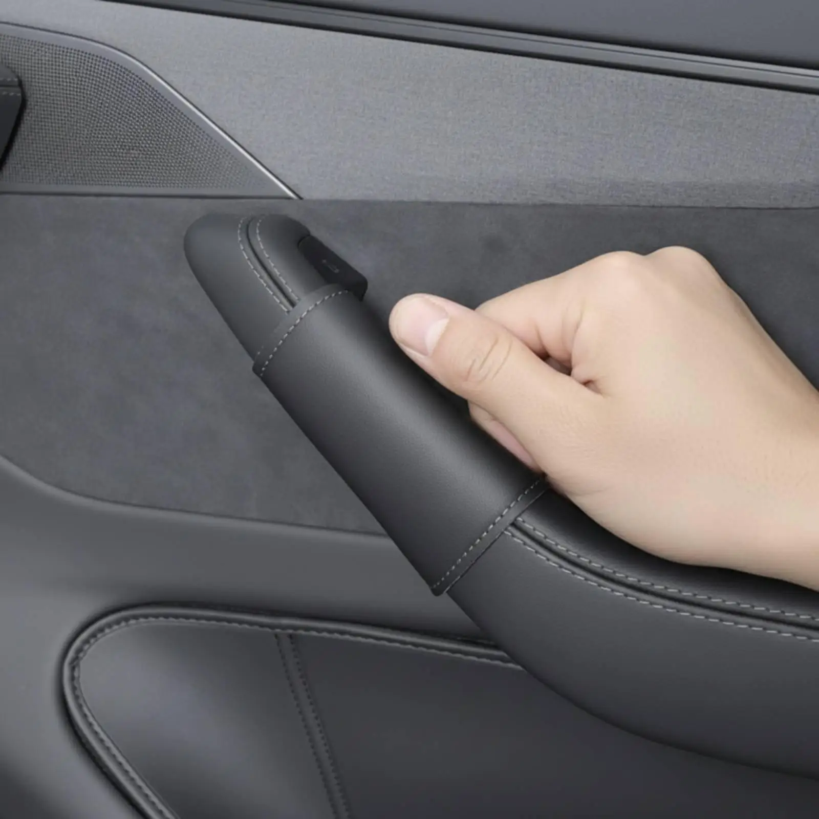 Interior Door Handle Cover Luxury Car Grip Comfort Anti Wear Microfiber Leather for Modern Electric Sedan Model Y Model