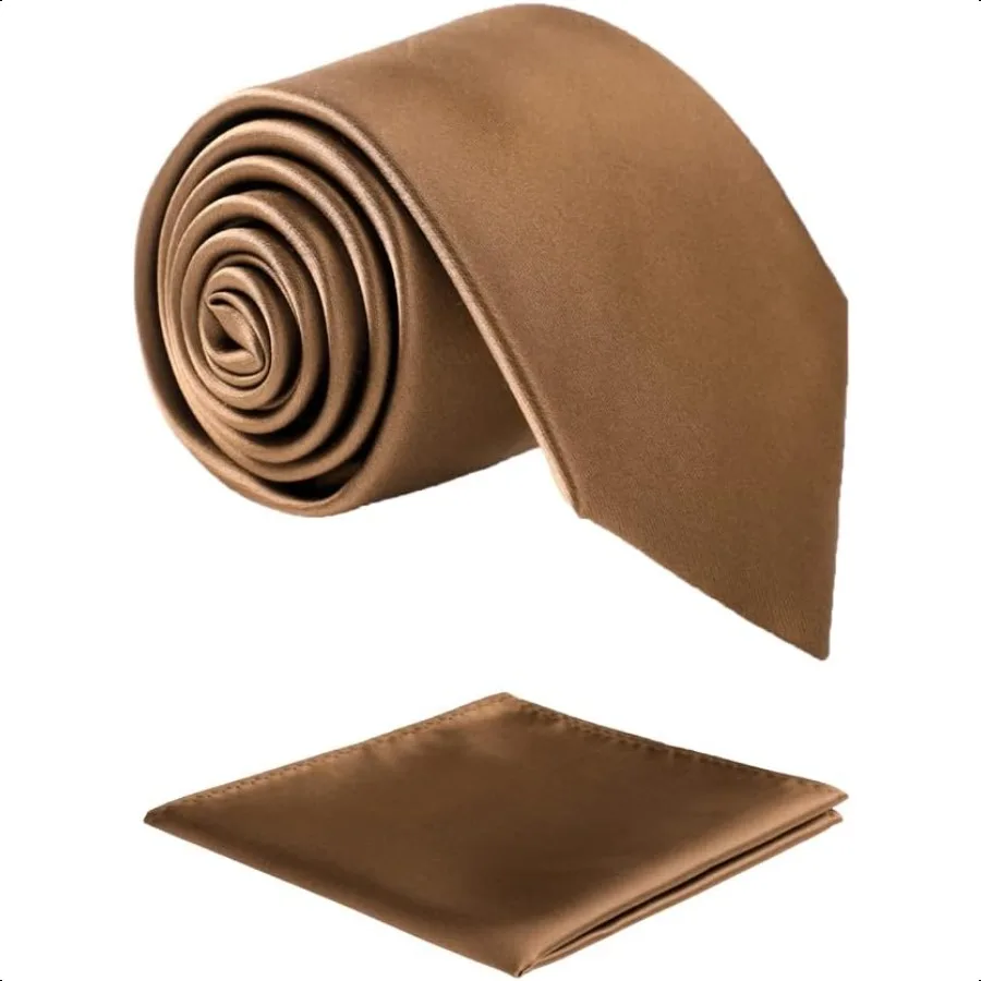 

Mens Solid Satin Mens Tie With HankyHandmade Neckties For Men With Gift Box
