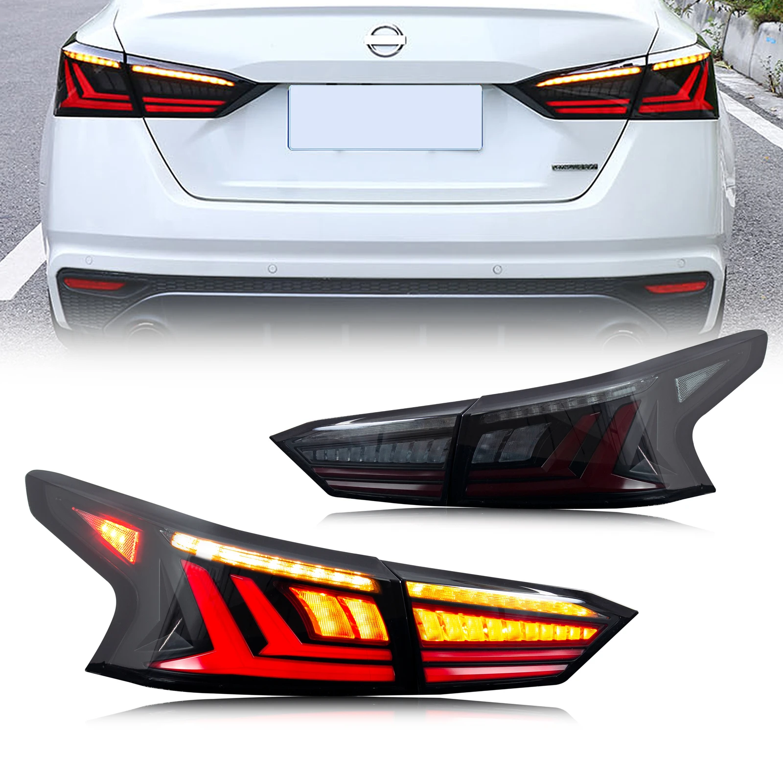 

LED Tail Lights Assembly for Nissan Altima 2019-2024 Sequential Animation Sequential Turn Signal Trunk Rear Brake Lamps