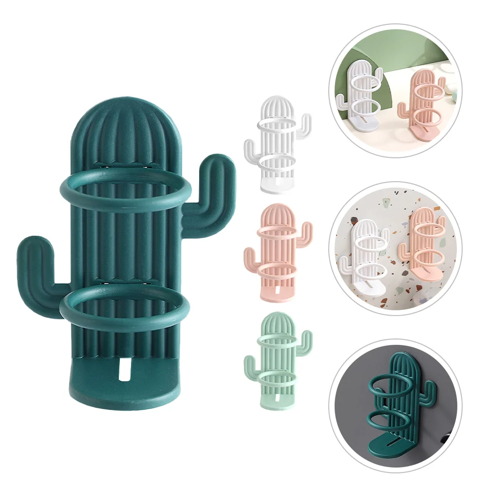 4 Pcs Cute Cactus Toothbrush Storage Rack Child Electric Holder Pp Shelf Wall Organizer