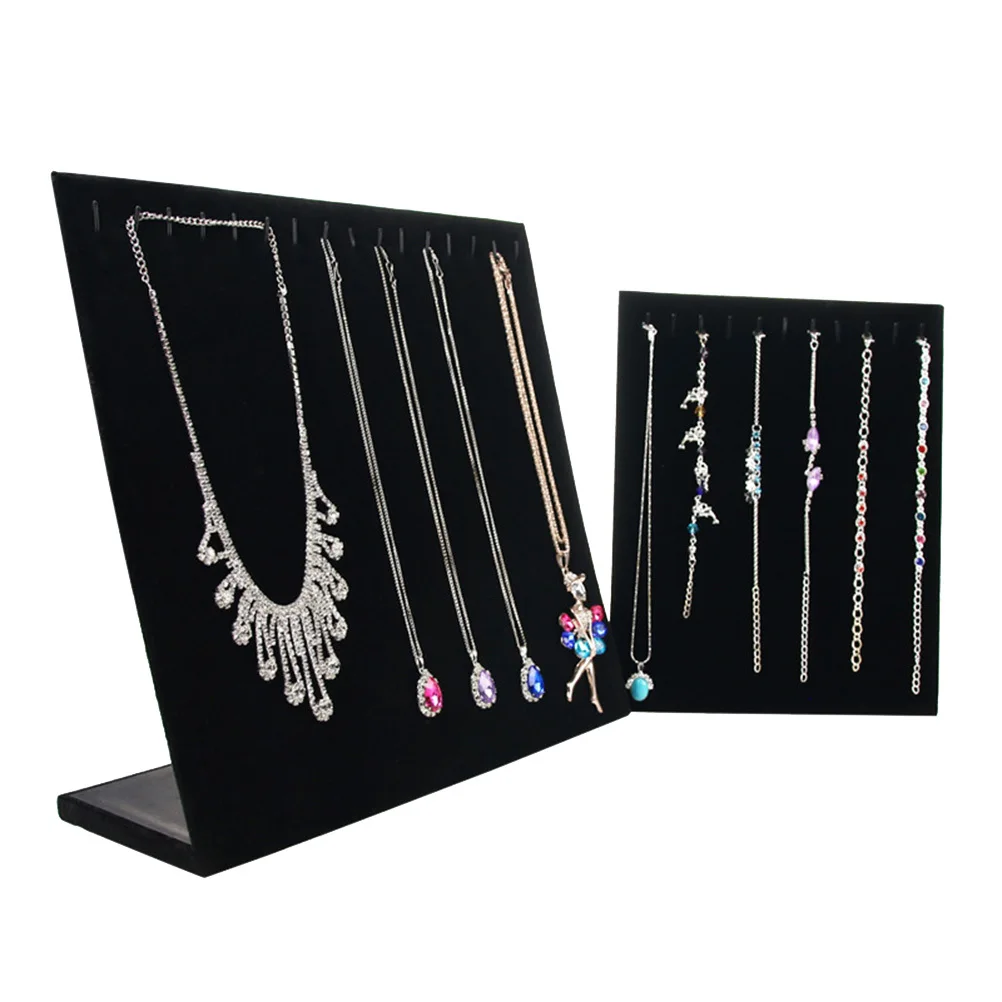 

Necklace Display Stand Collapsible Jewelry Organizer Fabric Storage Rack For Bracelets Chains Black Large Size