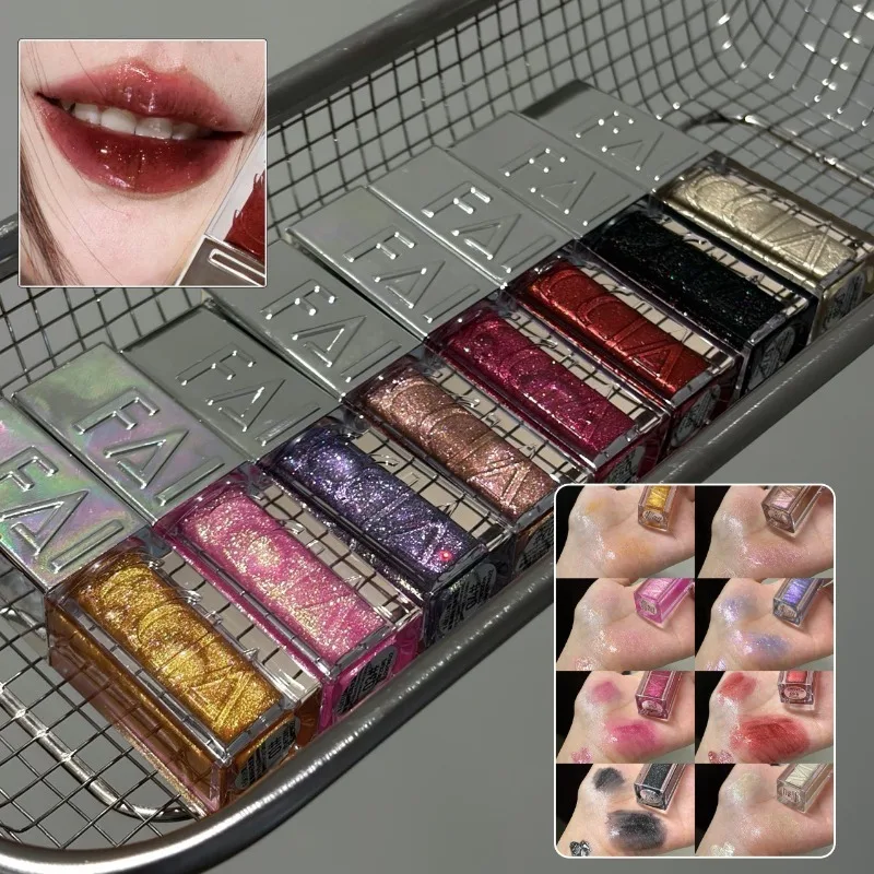 Diamond Glitter Lip Gloss Shimmer Metallic Finish Sparkle Long Lasting Moisturizing Liquid Lipstick Non Sticky Glossy Lip Makeup