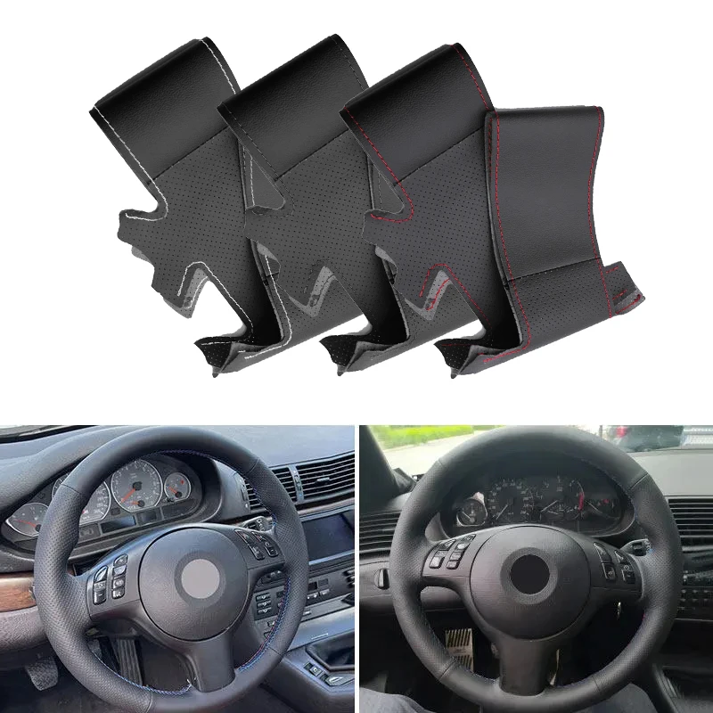 

Hand-stitched Car-styling Steering Wheel Perforated Microfiber Leather Cover For BMW M Sport M3 E46 330i 330Ci M5 E39 525i 530i