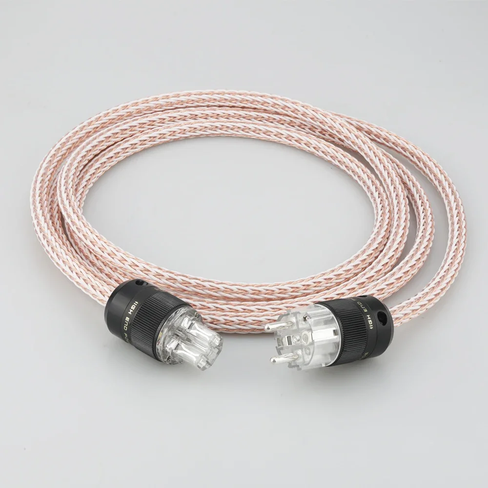 Cabo de alimentação CA europeu audiófilo HiFi 6N OCC 12TC com conector de alimentação Schuko EUR banhado a prata Cabo de alimentação HIFI