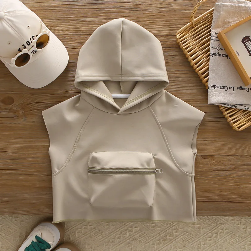 خريف 2025 ملابس أطفال أولادي جديدة من 18 إلى 24 شهرًا سترة رياضية بدون أكمام مع قلنسوة + تي شيرت + سراويل أطفال أولاد ملابس عيد الميلاد الأول